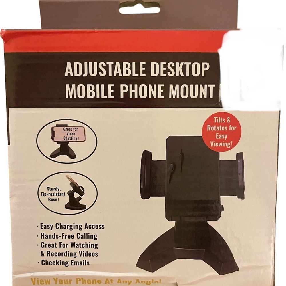 Adjustable Desk top Mobile Phone Mount, NWT, Tilts & Rotates